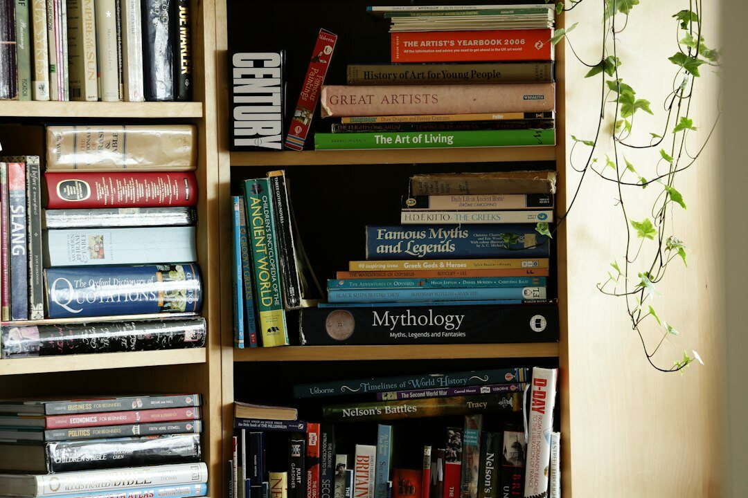 old library shelves
