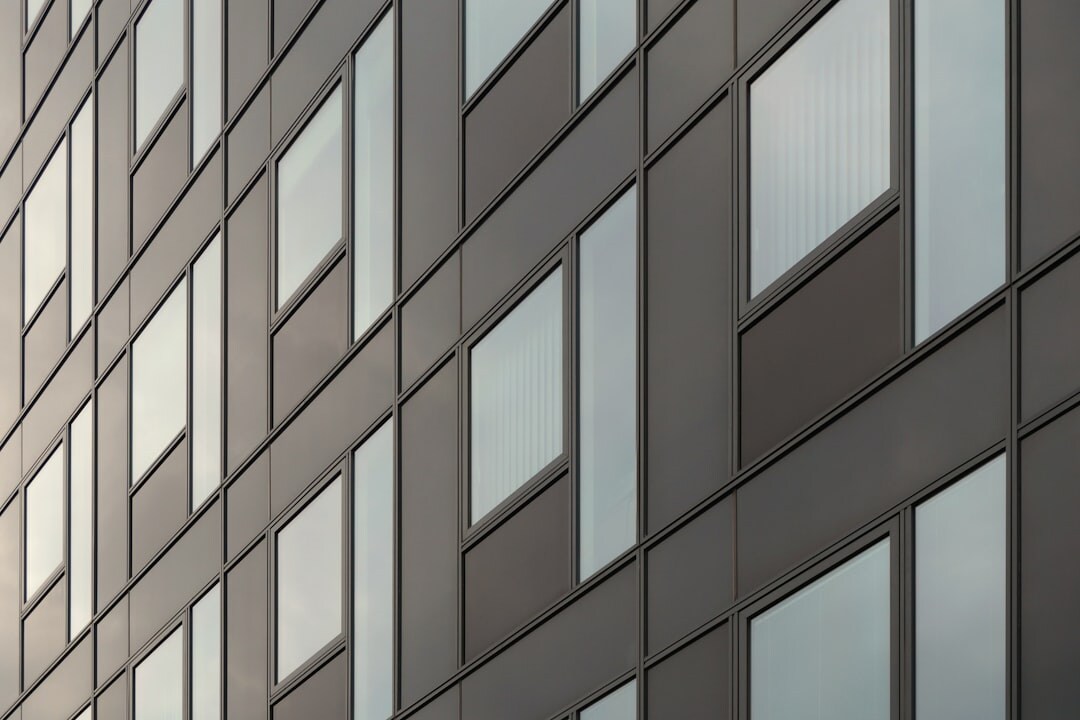 Modern office building facade with glass windows